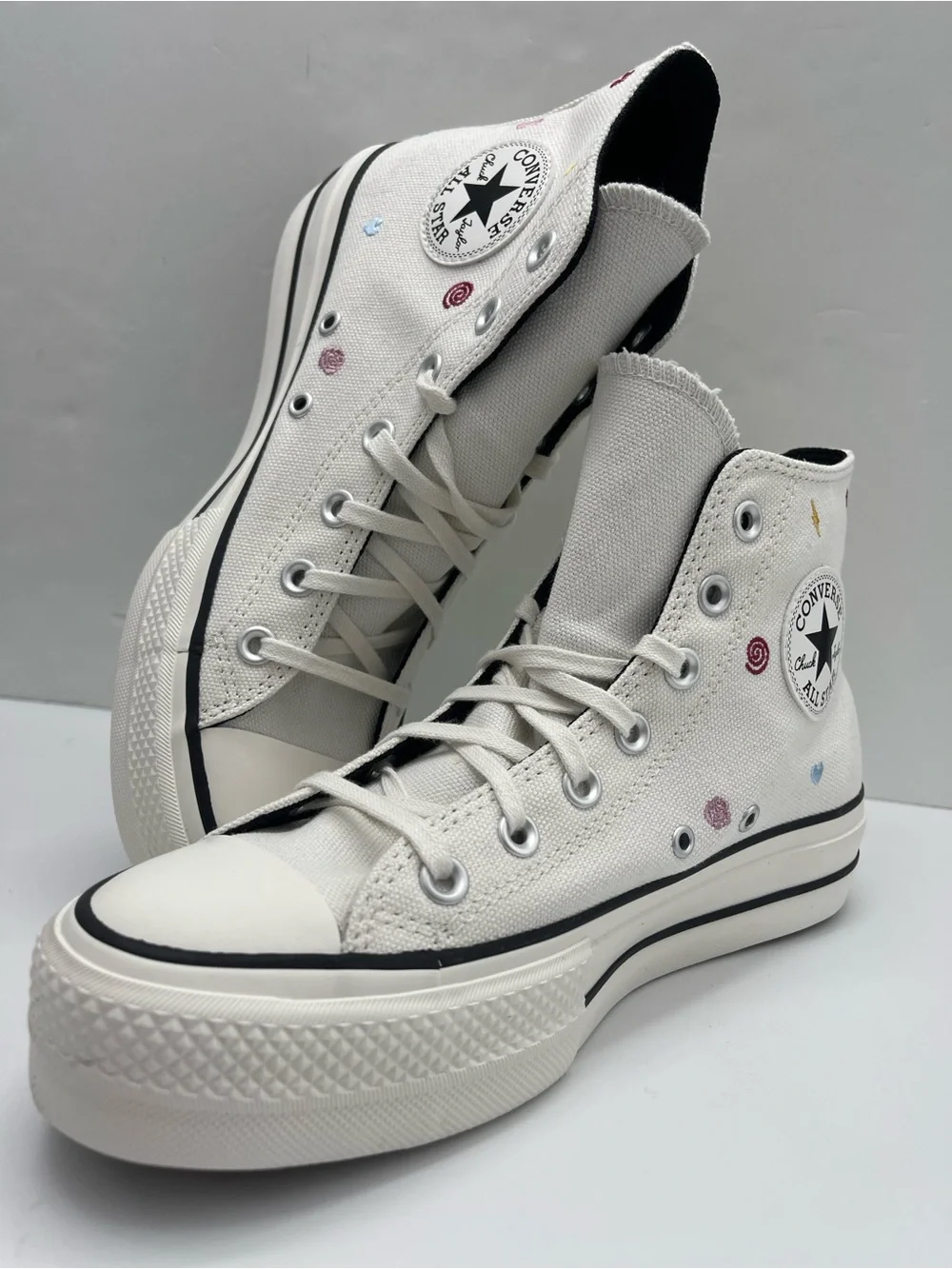Converse CTAS LIFT HI VINTAGE WHITE/VINTAGE WHITE Platform High Top Embroidery
